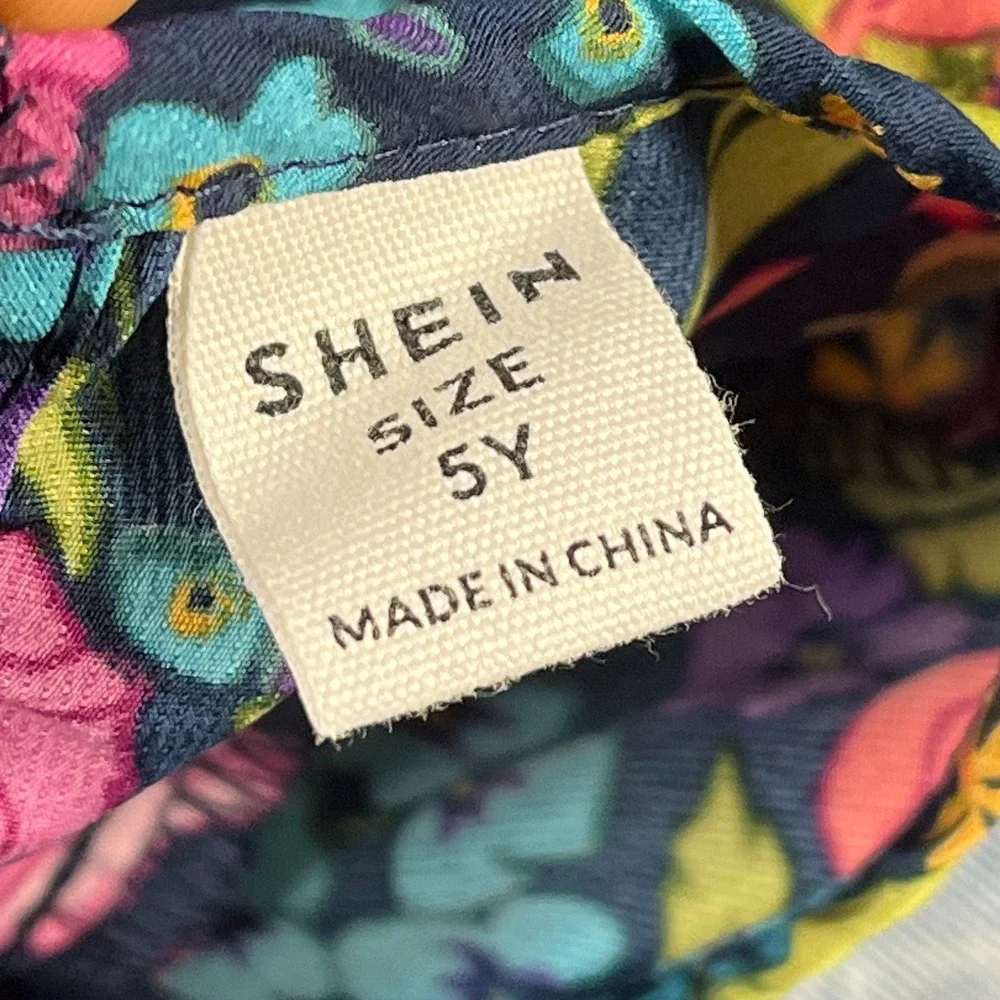 Shein Blouse Set Girls 5Y Multi Floral Butterfly Sleeve Straight Jeans Lot Of 3